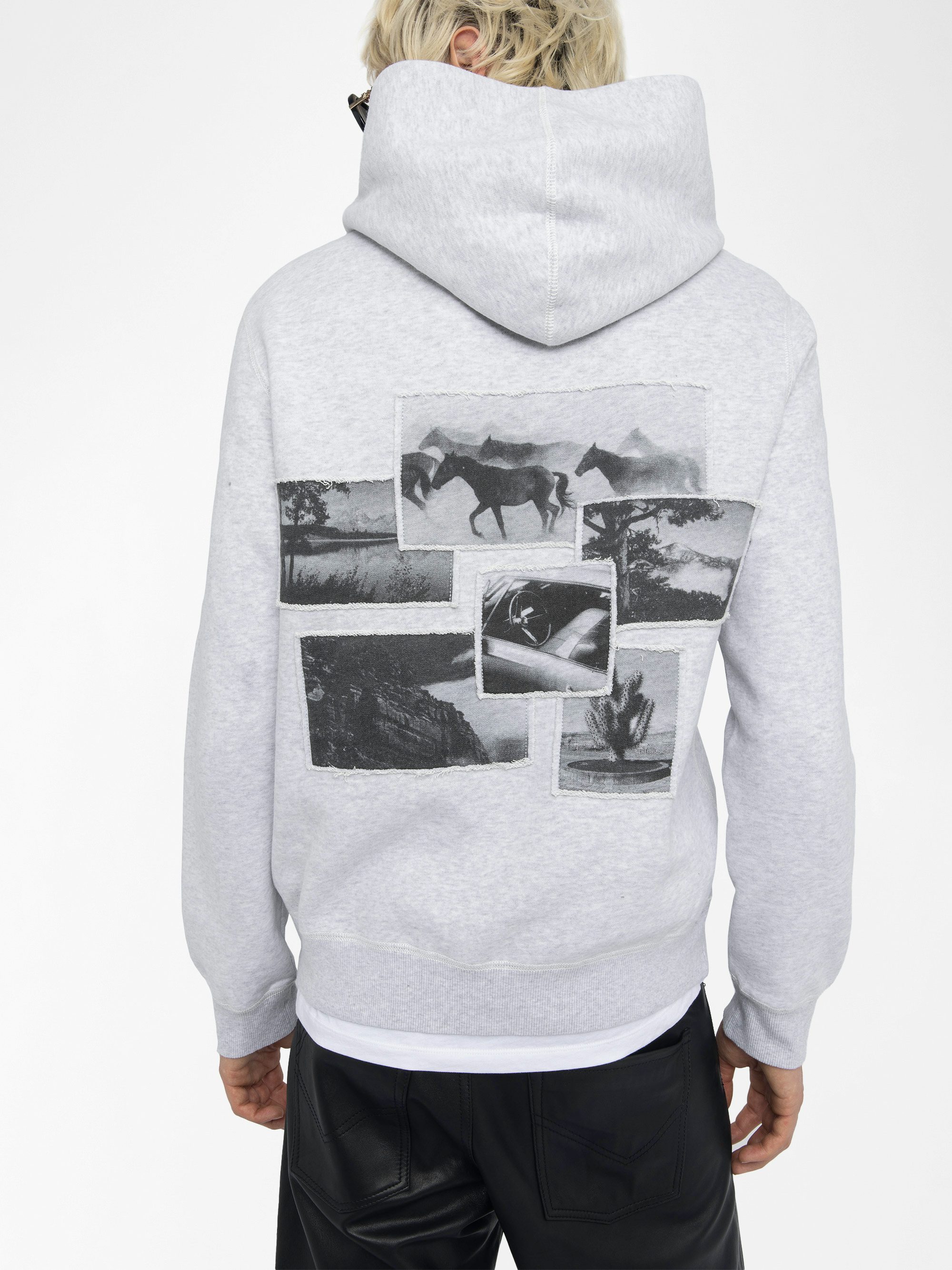 Sweatshirt Sanchi - Hooded long-sleeved sweatshirt with photoprint on the back.
